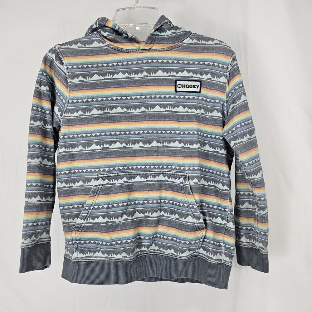Hooey Aztec Printed Western Wear Hoodie Youth Size Medium Gray Multicolor